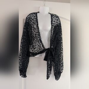 Elegant Black and White Sheer Blouse